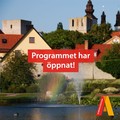 Bild med Visbykuliss och texten Programmet har öppnat! Almedalsveckans logotyp är i högerhörnet
